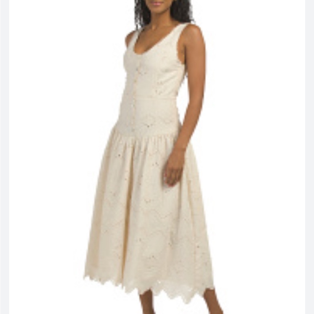 House of Harlow 1960 Cream Eyelet Midi Dress - Picture 4 of 8